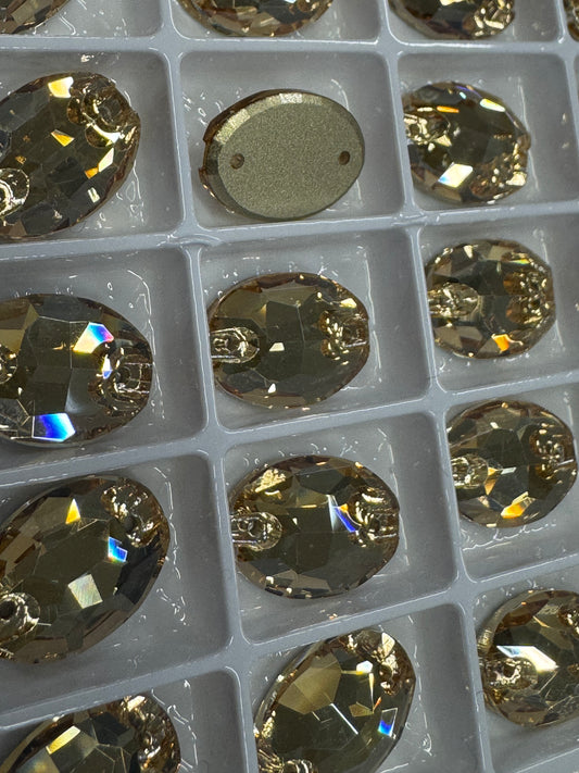 GOLDEN SHADOW - OVAL - SEW-ON CRYSTAL FLAT BACK