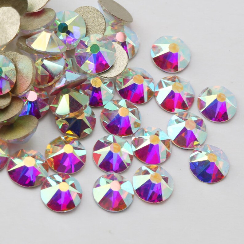 CRYSTAL AB - 16 FACETS - 4A GRADE PREMIUM -NO-HOTFIX GLASS RHINESTONE