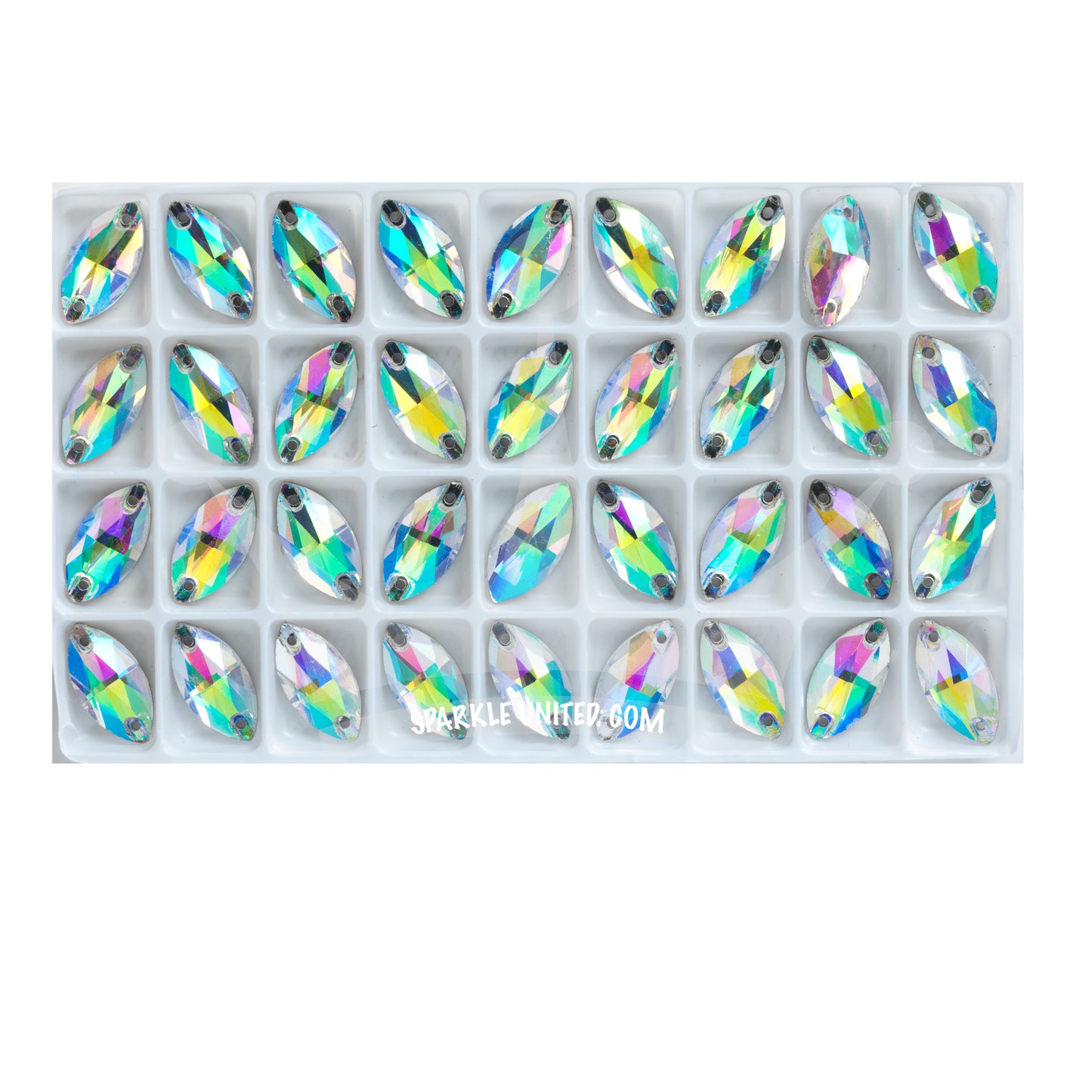 CRYSTAL AB - NAVETTE SEW-ON CRYSTAL 3220 FLAT BACK