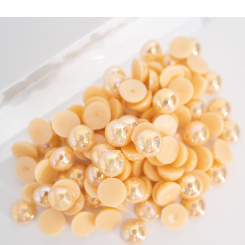 FLAT BACKED HALF PEARLS - CREAM AB