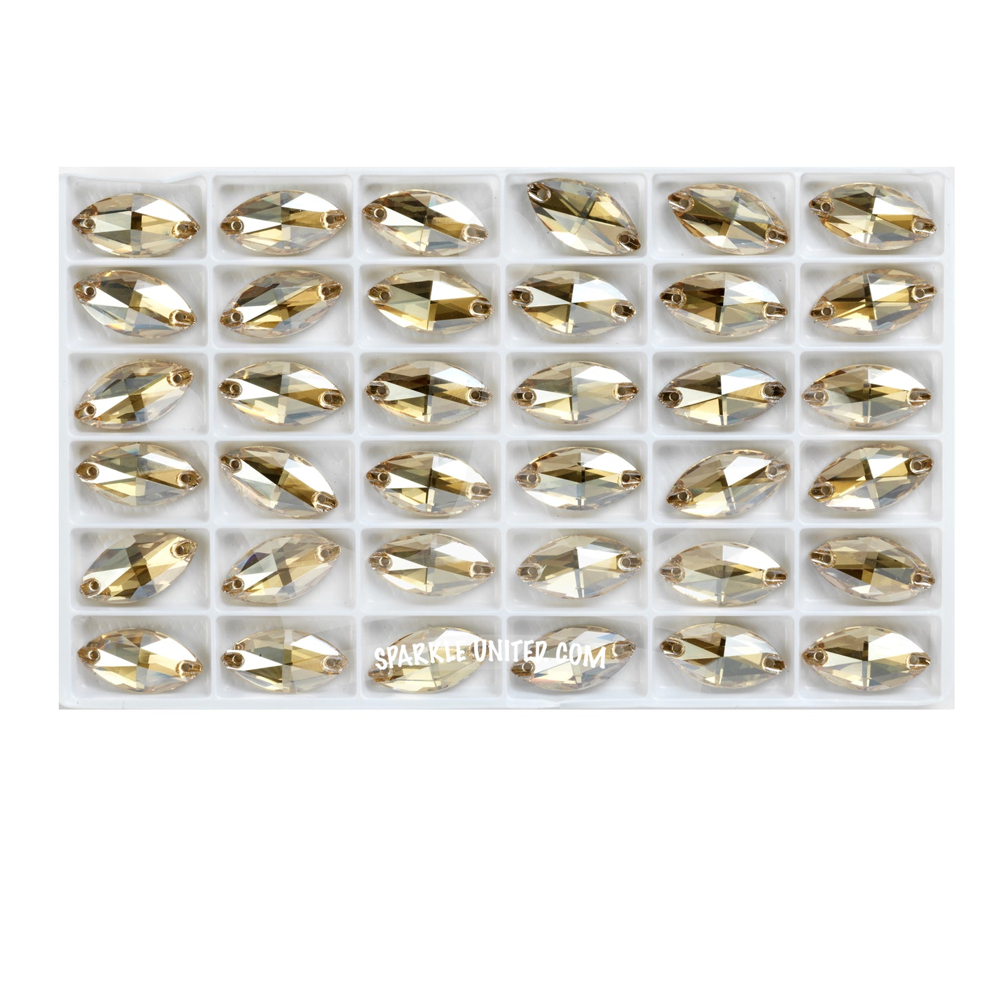 GOLDEN SHADSOW - NAVETTE SEW-ON CRYSTAL 3220 FLAT BACK