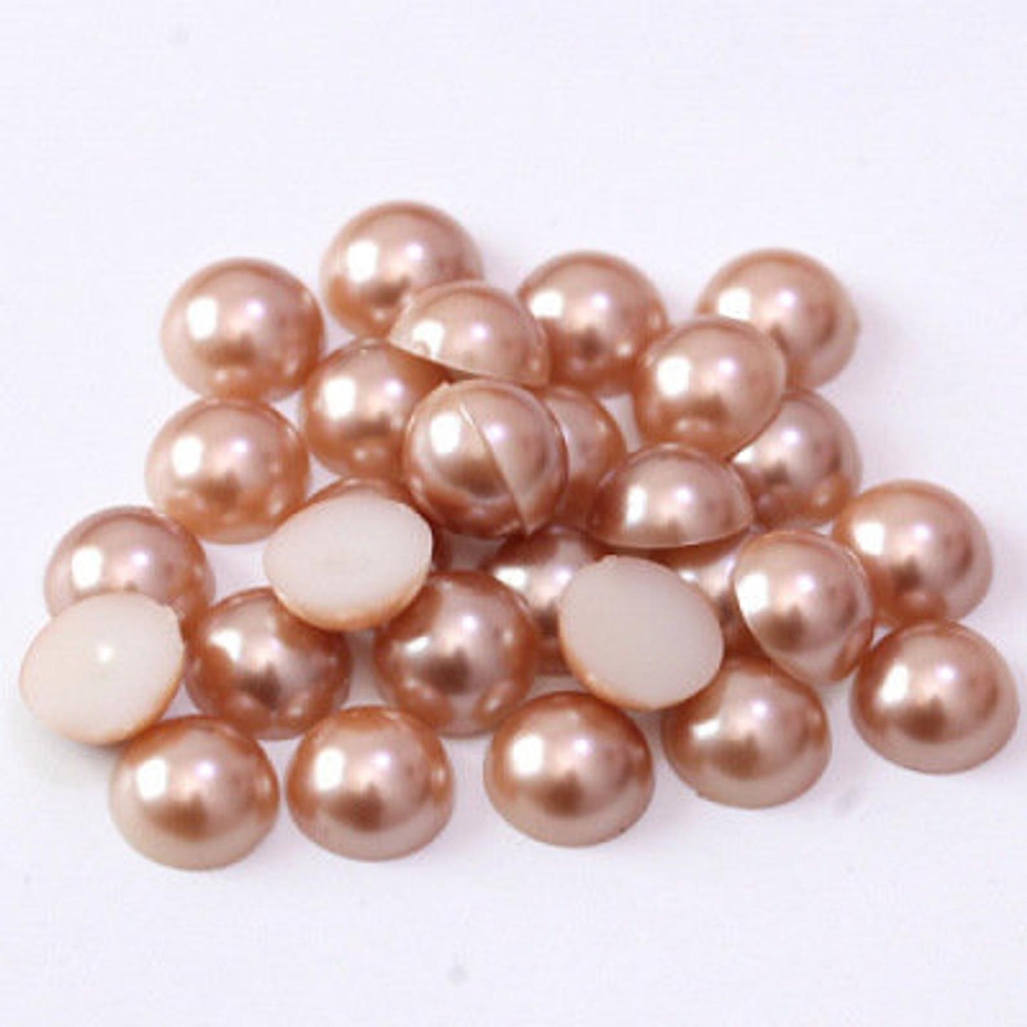 FLAT BACKED HALF PEARLS - LATTE