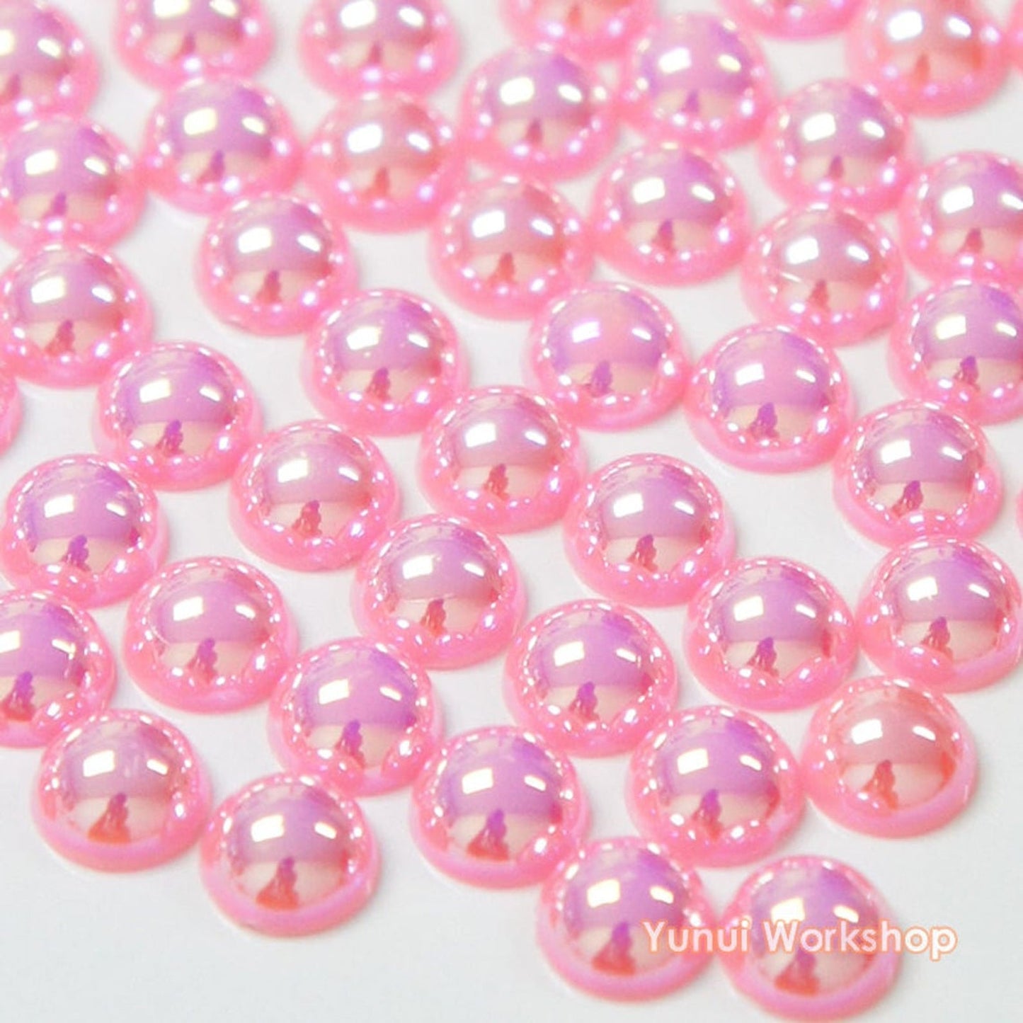 FLAT BACKED HALF PEARLS - LIGHT ROSE AB