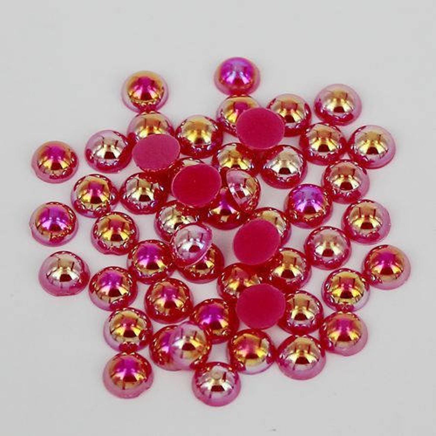 FLAT BACKED HALF PEARLS - ROSE AB