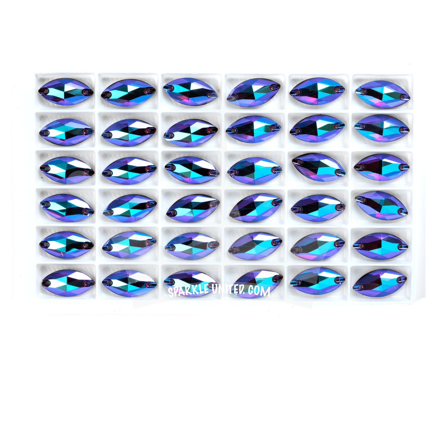 SIAM SHIMMER NAVETTE SEW-ON CRYSTAL 3220 FLAT BACK