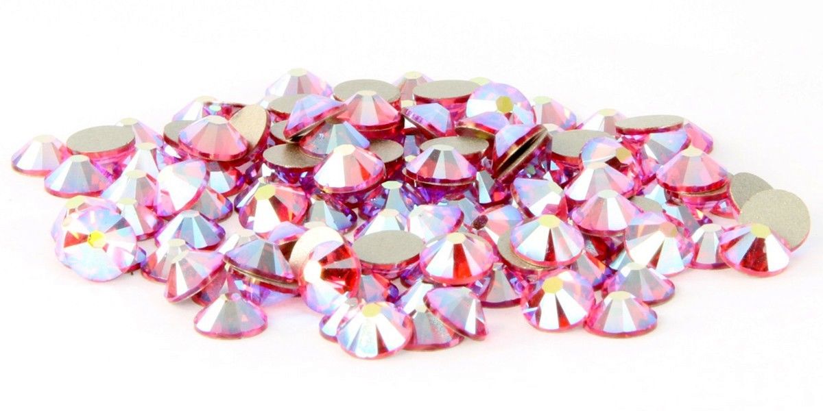 LIGHT ROSE PINK AB - 16 FACETS - 4A GRADE PREMIUM - HOTFIX GLASS RHINESTONE