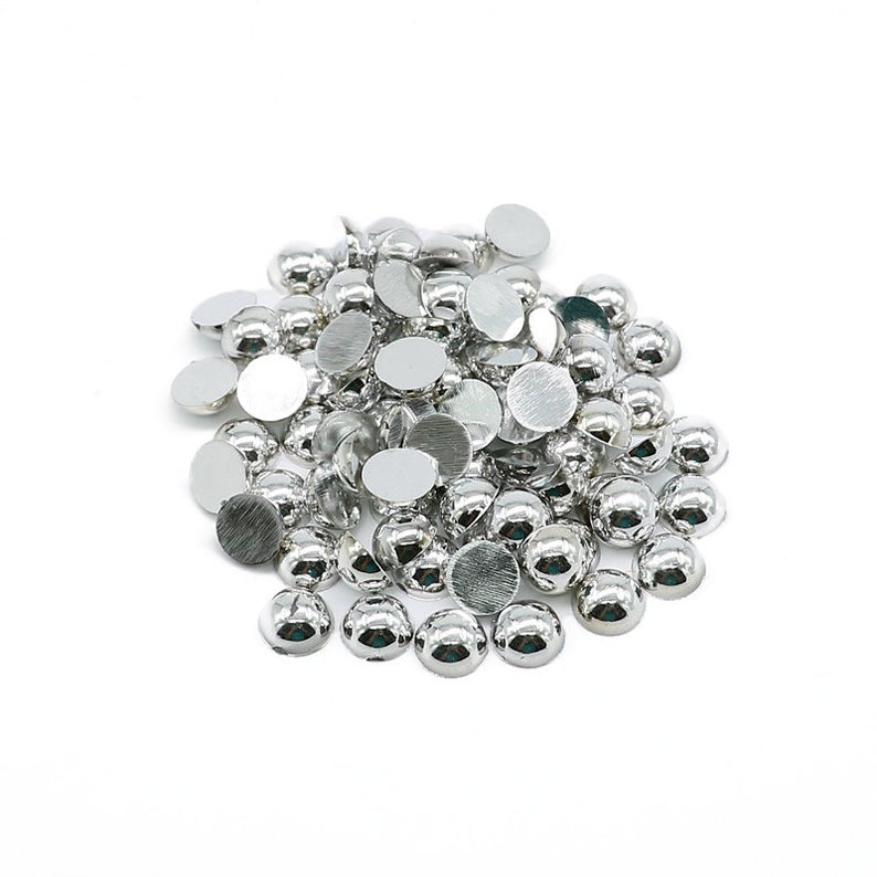 FLAT BACKED HALF PEARLS - SILVER