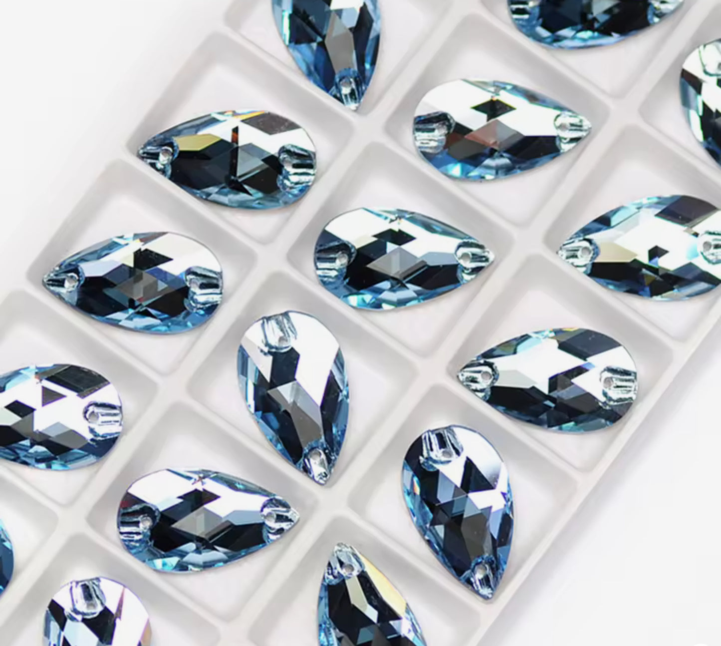 AQUAMARINE -  DROP SEW-ON CRYSTAL 3230 FLAT BACK