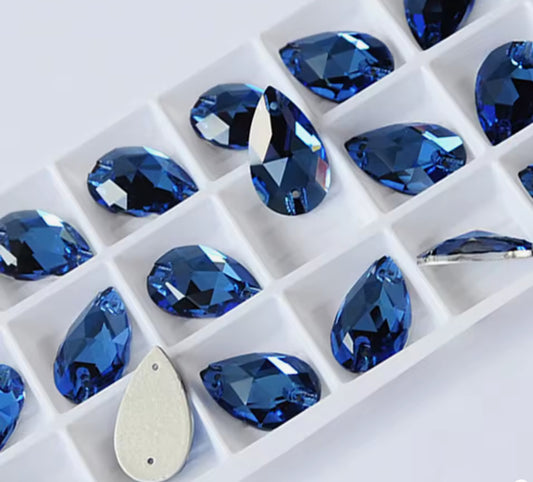 CAPRI BLUE -  DROP SEW-ON CRYSTAL 3230 FLAT BACK
