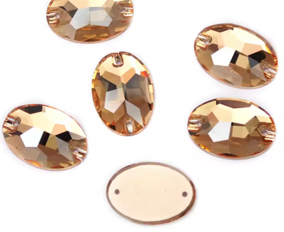 GOLDEN SHADOW -  OVAL - SEW-ON CRYSTAL FLAT BACK