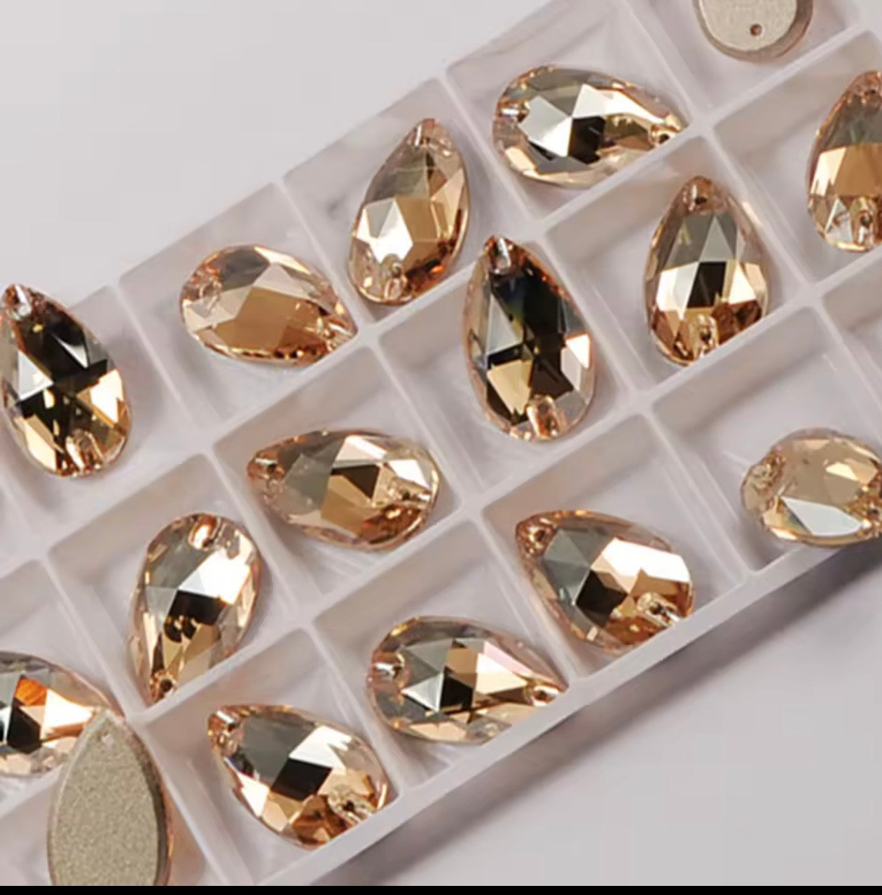 GOLDEN SHADOW -  DROP SEW-ON CRYSTAL 3230 FLAT BACK