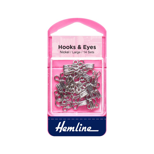 Hemline Hooks & Eyes Nickel Size 3 - 14 Sets