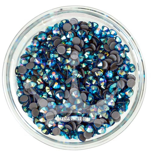 CAPRI BLUE AB - 16 FACETS - 4A GRADE PREMIUM - HOTFIX GLASS RHINESTONE