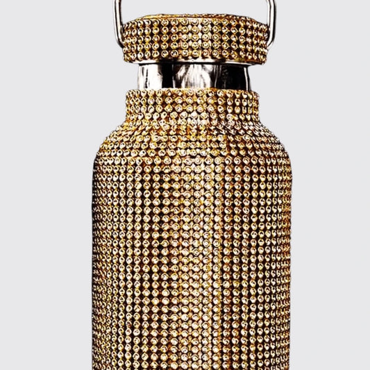 Crystal Rhinestone Water Bottle  GOLD