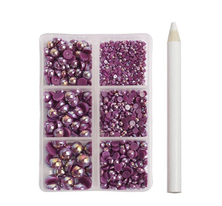 Round Half Pearl Beads - Boxed Set