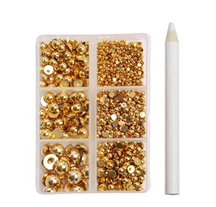 Round Half Pearl Beads - Boxed Set